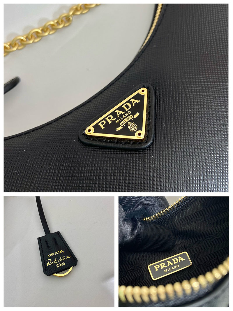 プラダ アウトレット PRADA Re-Edition 2005 サフィアーノレザー バッグ 1BH204_NZV_F0632_V_V2P ブラック H品 プラダ バッグ 人気 - 画像 (2)