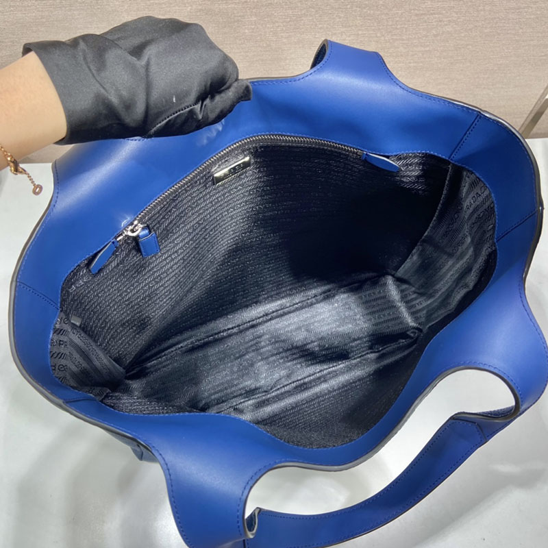 プラダ アウトレット PRADA Leather tote レザートートバッグ 2VG092_2BBE_F0016 ブルー H品 プラダ バッグ アウトレット - 画像 (3)