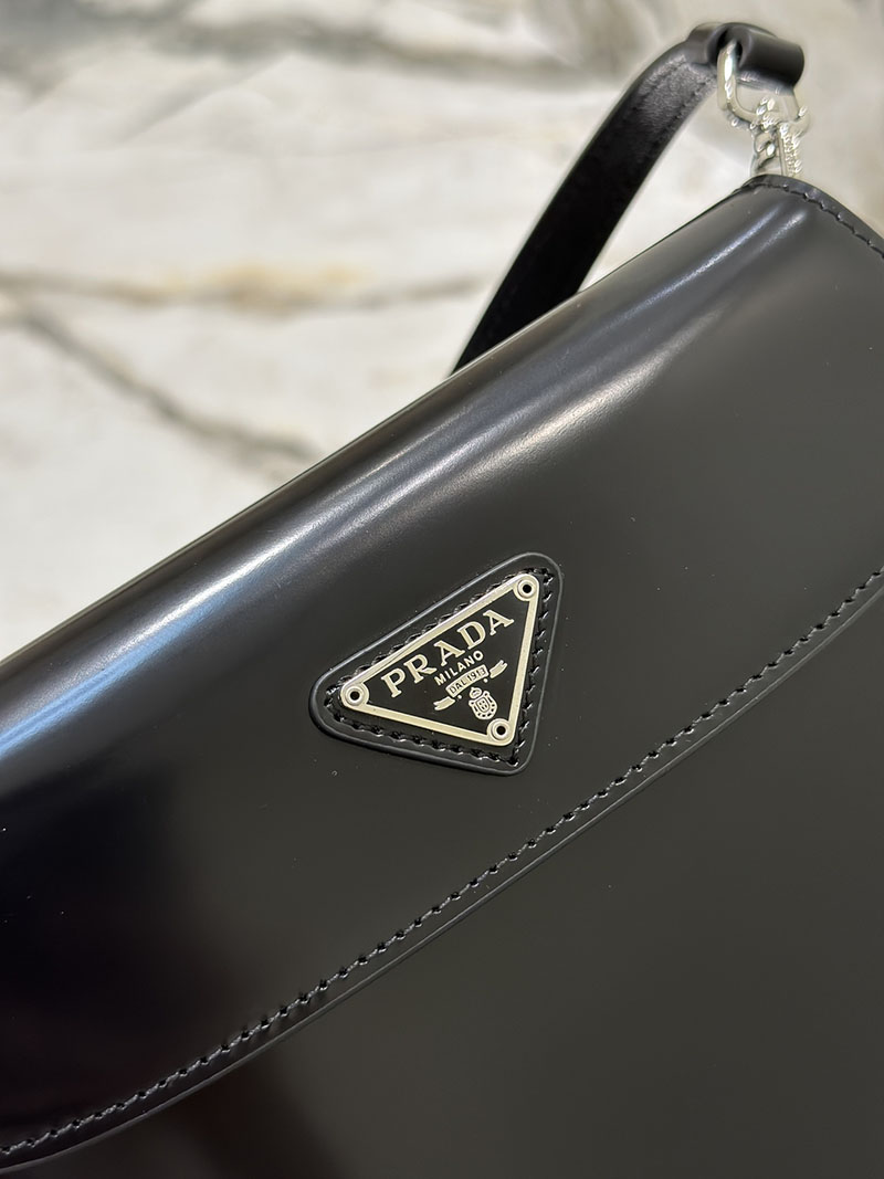 プラダ アウトレット PRADA レディース レザー ミニバッグ 三角ロゴ金具プレート 鞄 1BD311_ZO6_F0002 ブラック H品 プラダ バッグ アウトレット - 画像 (5)