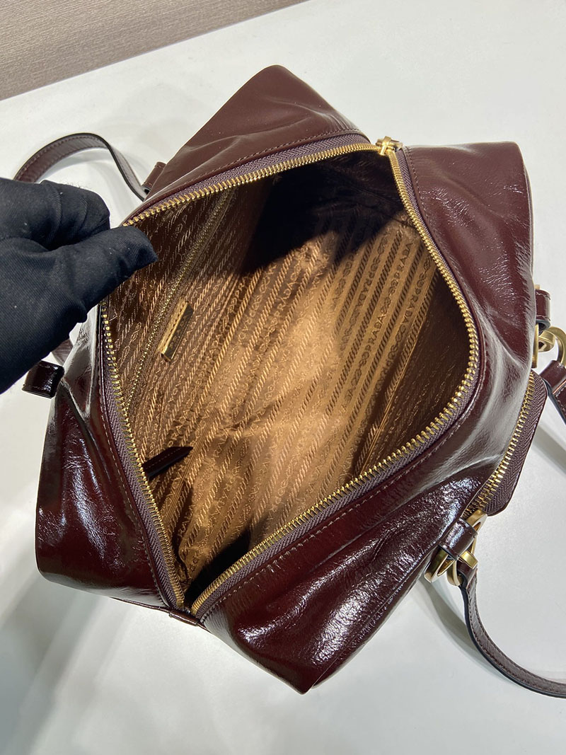 プラダ アウトレット PRADA ダングル ミディアム トップハンドルバッグ 1BB138_2CYR_F01D6_V_OOO ダークブラウン H品 バイマ プラダ バッグ - 画像 (3)