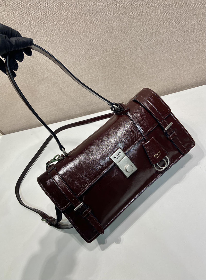 プラダ アウトレット PRADA ミディアム レザー ハンドバッグ 1BN026_2CYR_F01D6_V_OOO ダークブラウン H品 プラダ ハンドバッグ アウトレット - 画像 (9)