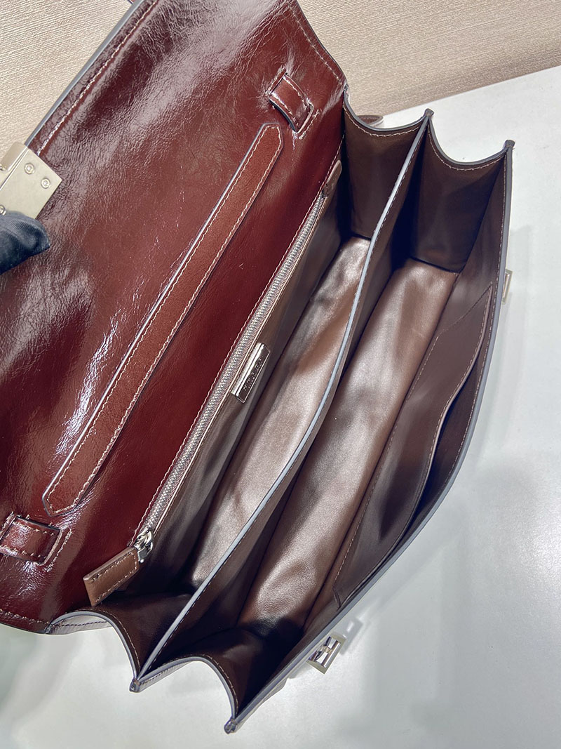 プラダ アウトレット PRADA ミディアム レザー ハンドバッグ 1BN026_2CYR_F01D6_V_OOO ダークブラウン H品 プラダ ハンドバッグ アウトレット - 画像 (3)