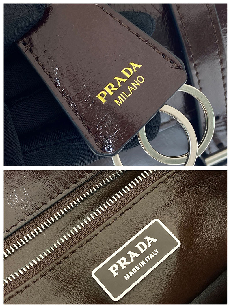 プラダ アウトレット PRADA ミディアム レザー ハンドバッグ 1BN026_2CYR_F01D6_V_OOO ダークブラウン H品 プラダ ハンドバッグ アウトレット - 画像 (2)