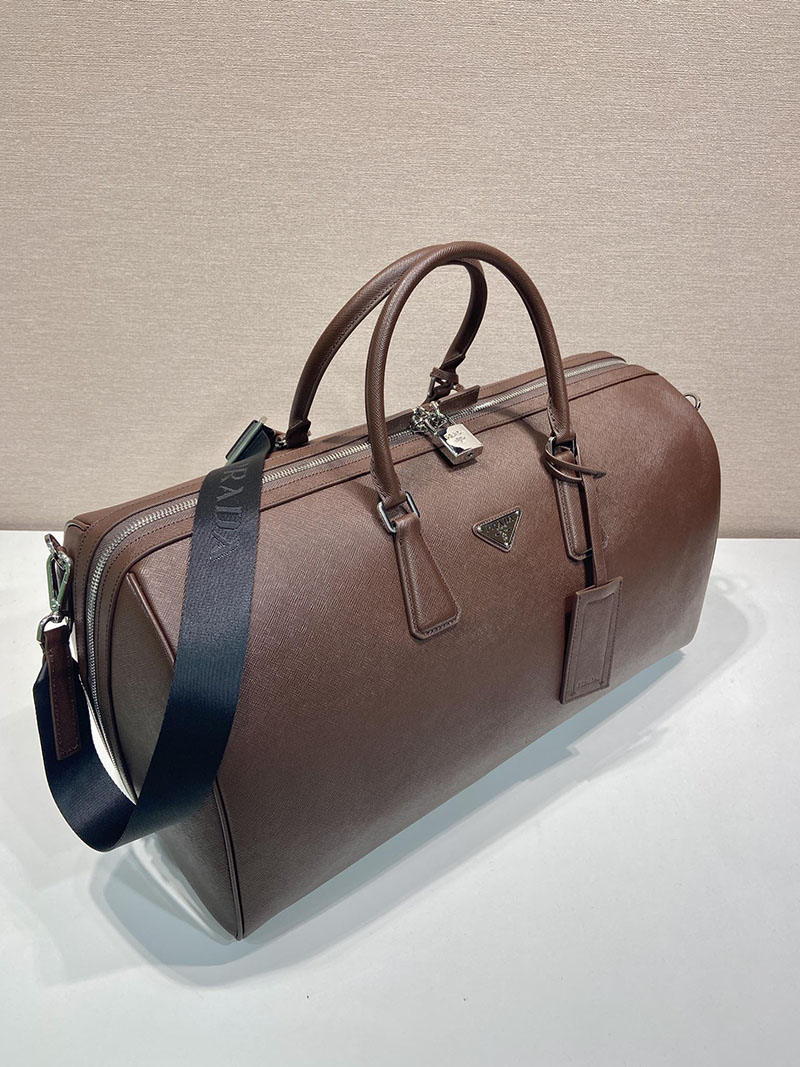 プラダ アウトレット PRADA サフィアーノレザー ダッフルバッグ 1BD382_2HGV_F0002 ダークブラウン H品 プラダ ボストンバッグ アウトレット - 画像 (8)