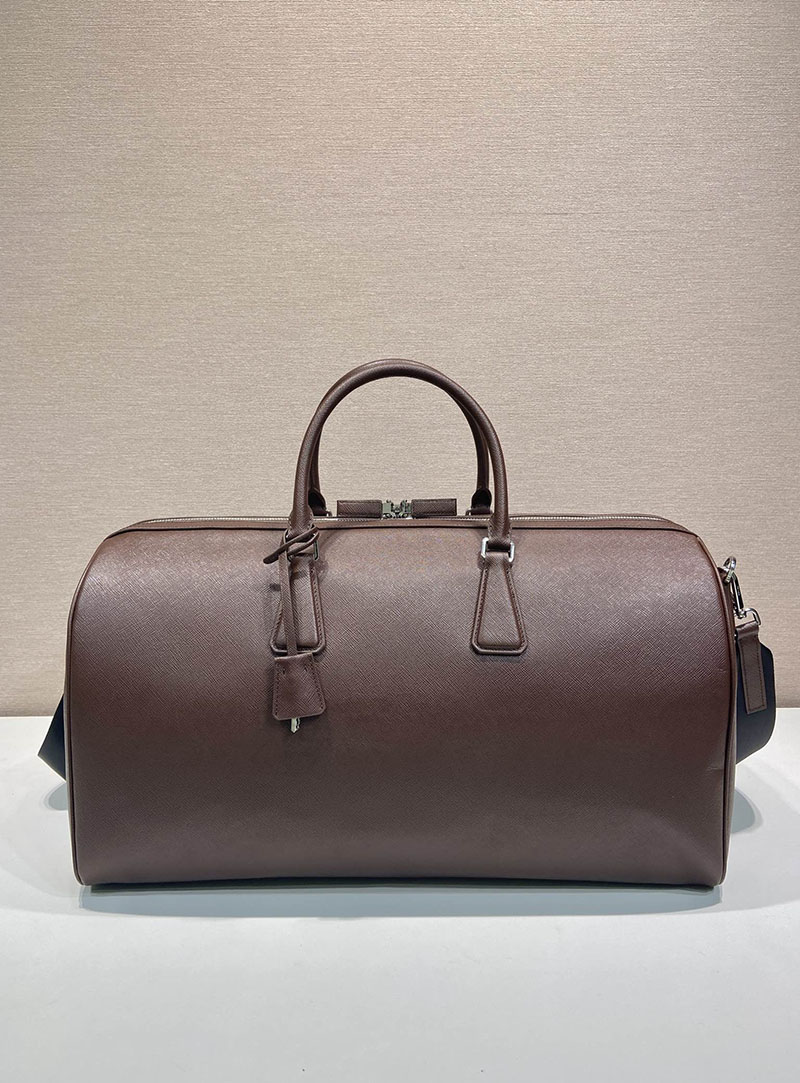 プラダ アウトレット PRADA サフィアーノレザー ダッフルバッグ 1BD382_2HGV_F0002 ダークブラウン H品 プラダ ボストンバッグ アウトレット - 画像 (7)