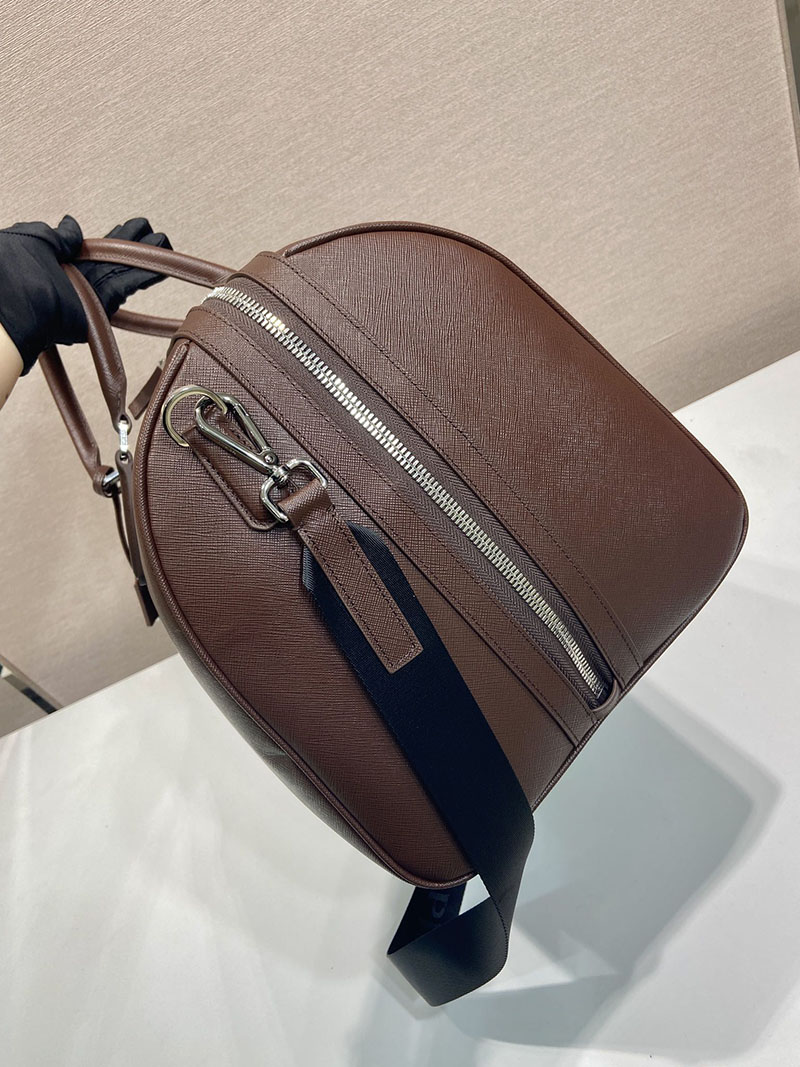 プラダ アウトレット PRADA サフィアーノレザー ダッフルバッグ 1BD382_2HGV_F0002 ダークブラウン H品 プラダ ボストンバッグ アウトレット - 画像 (6)