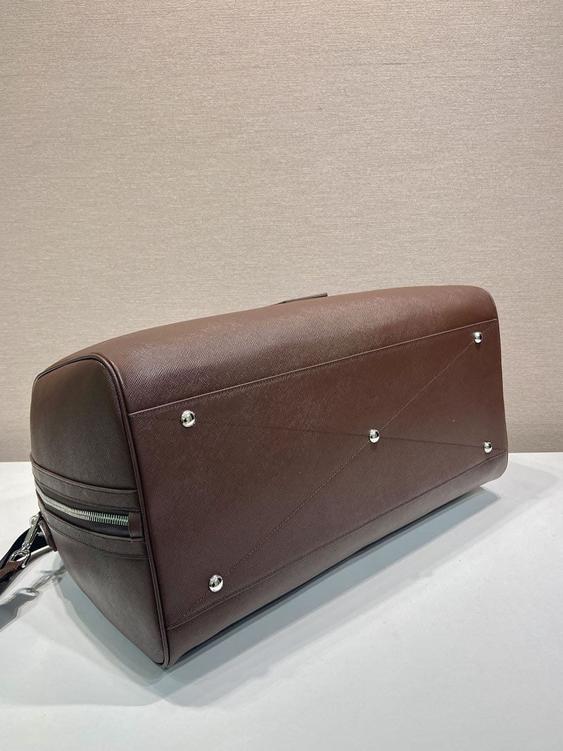 プラダ アウトレット PRADA サフィアーノレザー ダッフルバッグ 1BD382_2HGV_F0002 ダークブラウン H品 プラダ ボストンバッグ アウトレット - 画像 (5)