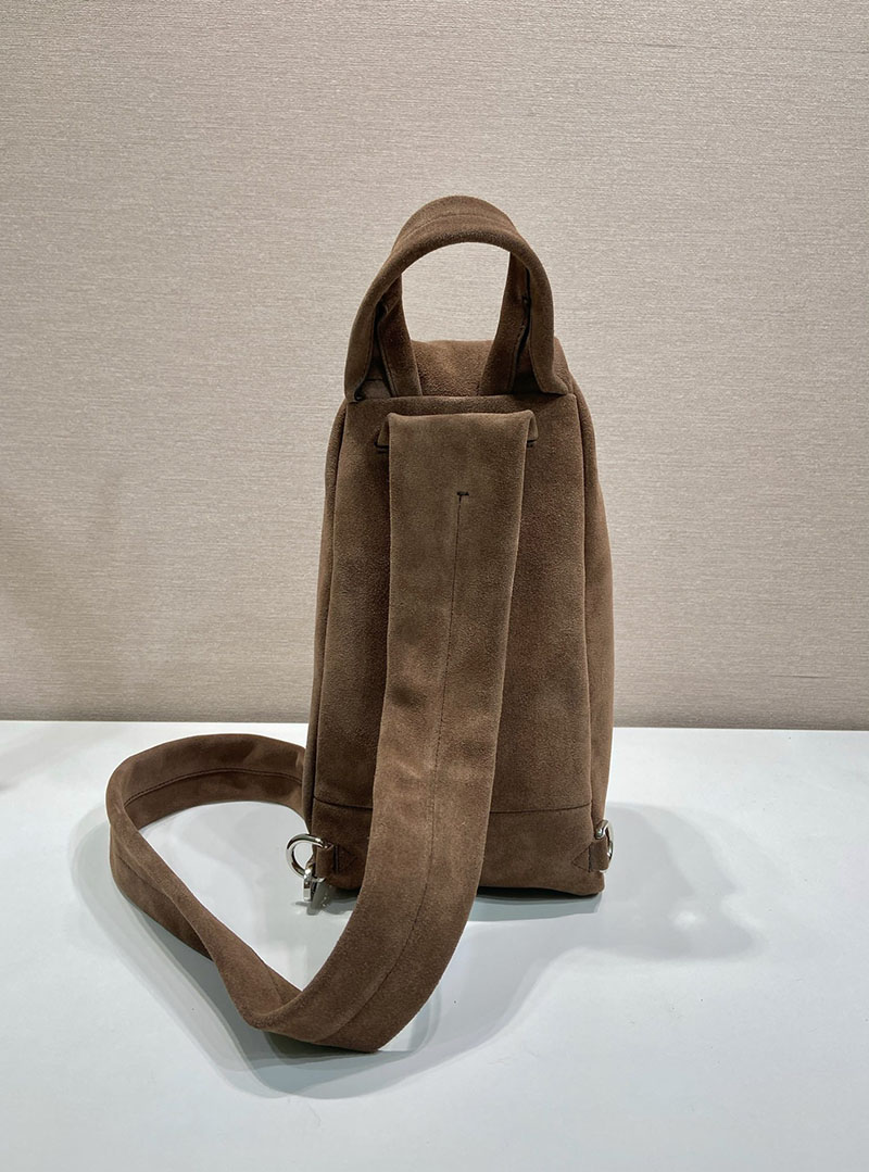 プラダ アウトレット PRADA スエード ワンショルダーバックパック 2VZ114_2C4S_F0201_V_OOO ダークブラウン H品 プラダ リュック メンズ 人気 - 画像 (7)
