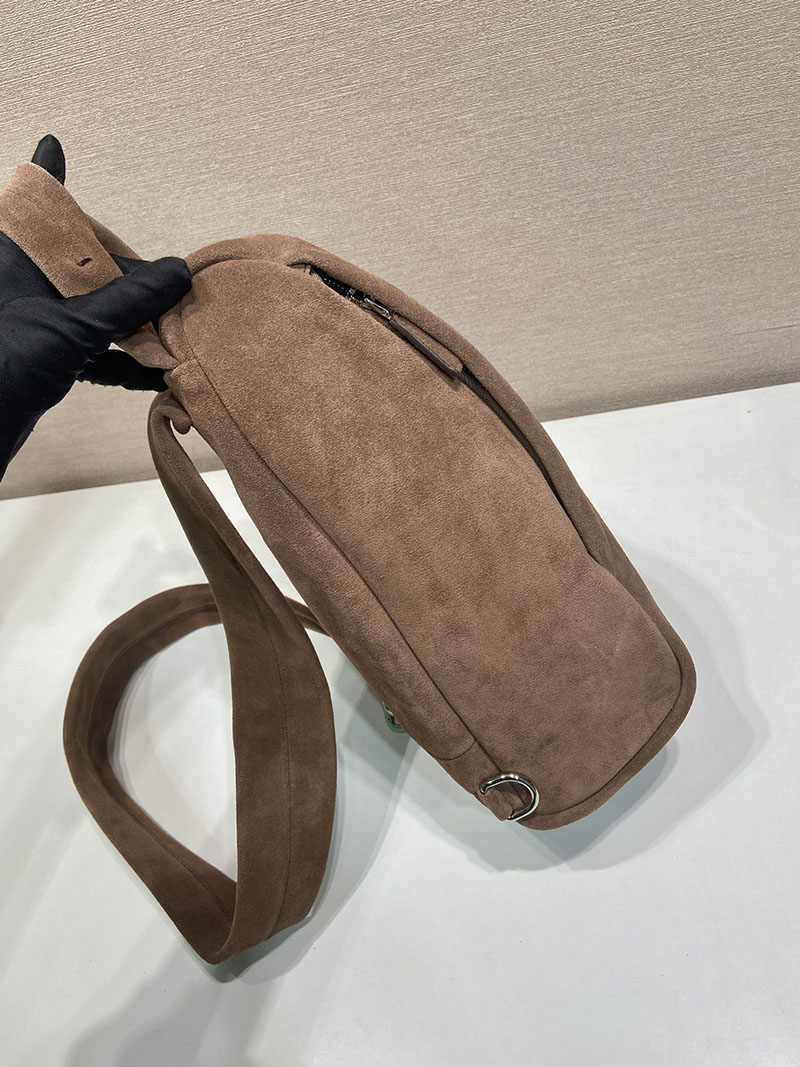 プラダ アウトレット PRADA スエード ワンショルダーバックパック 2VZ114_2C4S_F0201_V_OOO ダークブラウン H品 プラダ リュック メンズ 人気 - 画像 (6)