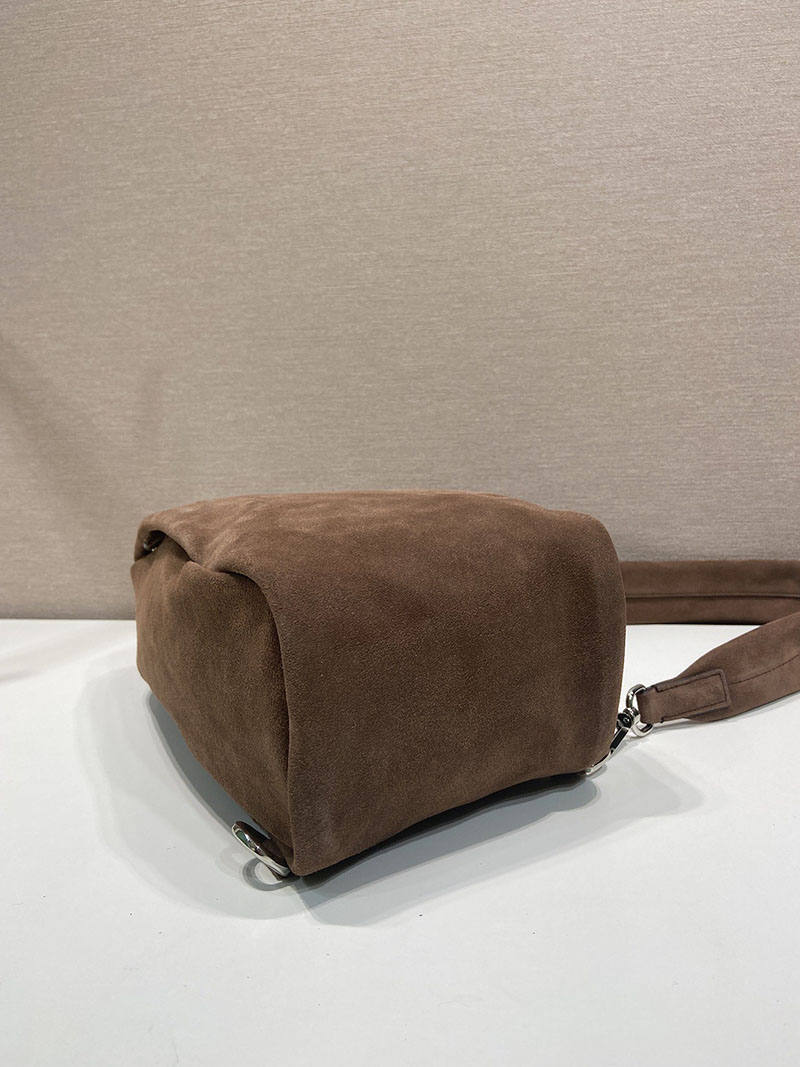 プラダ アウトレット PRADA スエード ワンショルダーバックパック 2VZ114_2C4S_F0201_V_OOO ダークブラウン H品 プラダ リュック メンズ 人気 - 画像 (4)