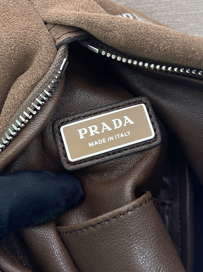 プラダ アウトレット PRADA スエード ワンショルダーバックパック 2VZ114_2C4S_F0201_V_OOO ダークブラウン H品 プラダ リュック メンズ 人気 - 画像 (2)