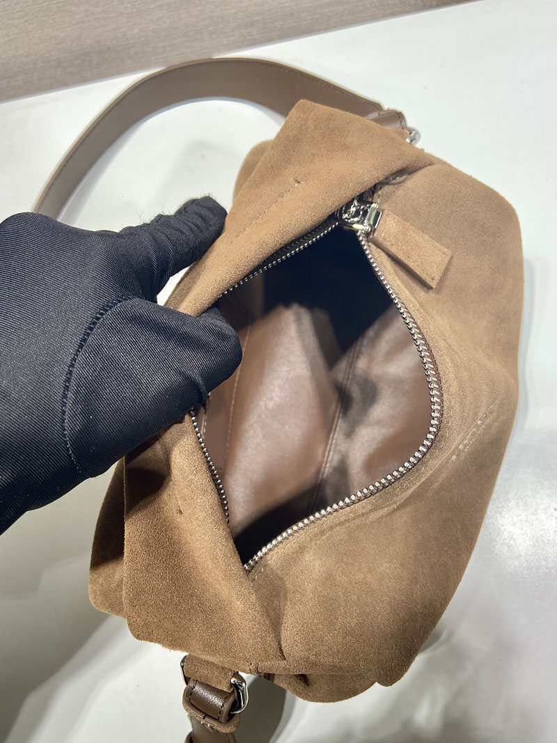 プラダ アウトレット PRADA スエード ショルダーバッグ 2VH188_2C4S_F0201_V_DOO ダークブラウン H品 プラダミニショルダーバッグ - 画像 (3)