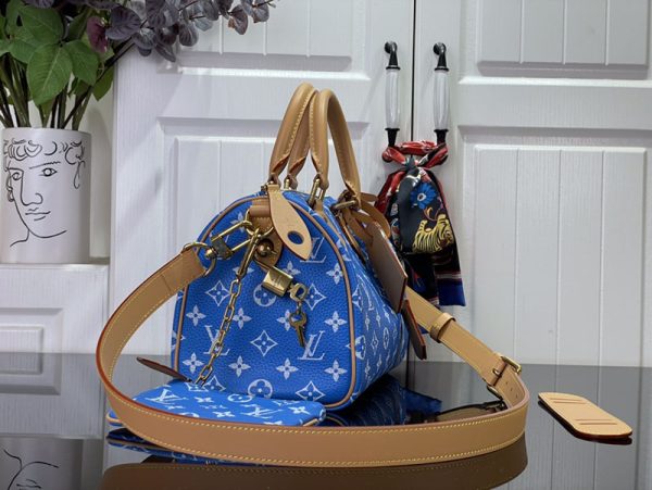 逸品 ルイヴィトン M24424 スピーディ P9 バンドリエール 25 ブルー LOUIS VUITTON ボストンバッグ - 画像 (9)