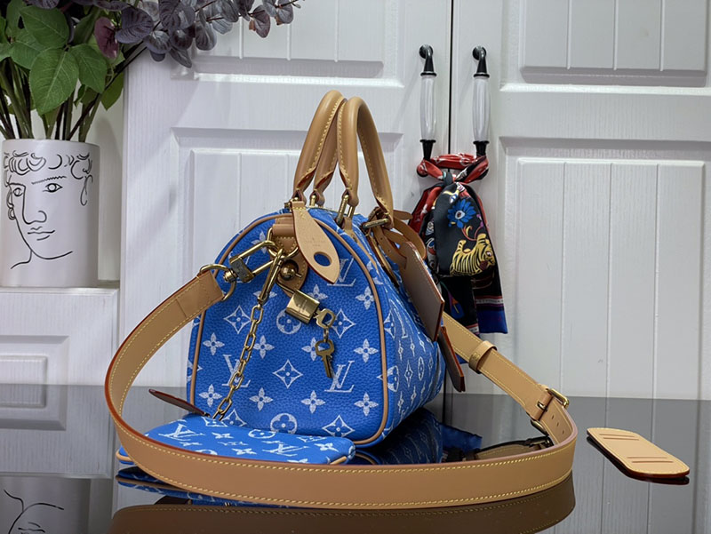 逸品 ルイヴィトン M24424 スピーディ P9 バンドリエール 25 ブルー LOUIS VUITTON ボストンバッグ - 画像 (9)