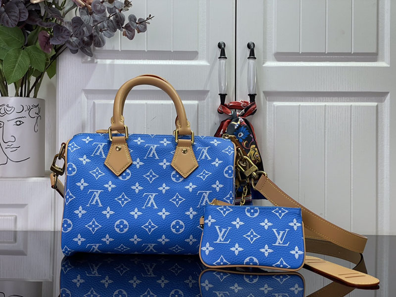 逸品 ルイヴィトン M24424 スピーディ P9 バンドリエール 25 ブルー LOUIS VUITTON ボストンバッグ - 画像 (8)
