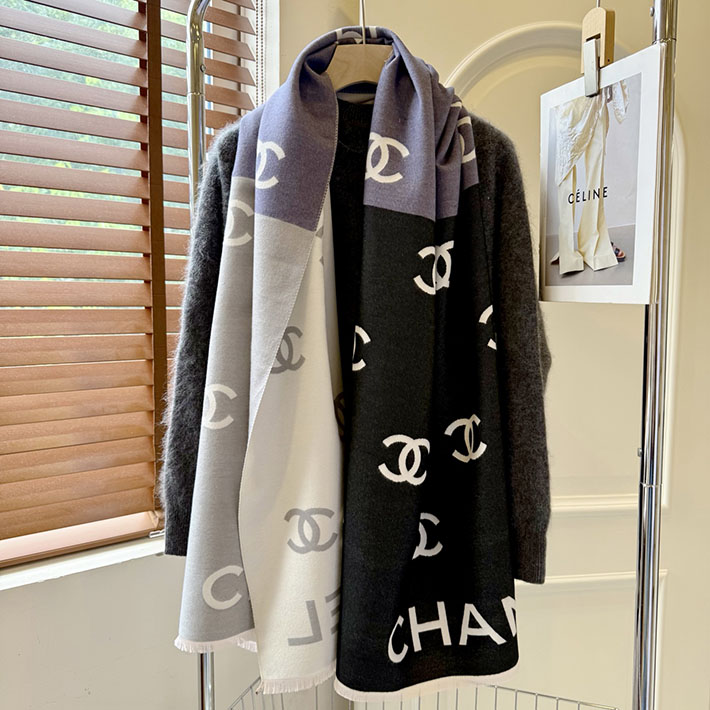 最高級シャネルスーパーコピー CHANEL カシミヤ ウールブレンド 大判 ストール フリンジ ココマーク CCマーク cc25103011 シャネル2025マフラー - 画像 (8)