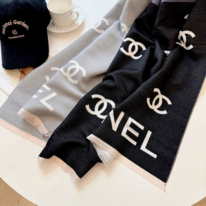 最高級シャネルスーパーコピー CHANEL カシミヤ ウールブレンド 大判 ストール フリンジ ココマーク CCマーク cc25103011 シャネル2025マフラー - 画像 (7)