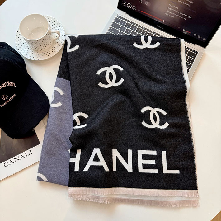 最高級シャネルスーパーコピー CHANEL カシミヤ ウールブレンド 大判 ストール フリンジ ココマーク CCマーク cc25103011 シャネル2025マフラー - 画像 (6)