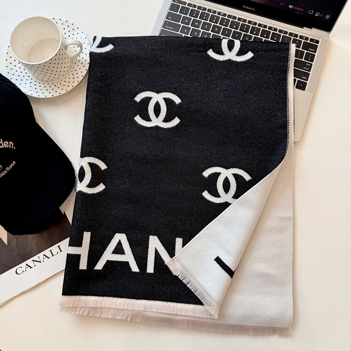 最高級シャネルスーパーコピー CHANEL カシミヤ ウールブレンド 大判 ストール フリンジ ココマーク CCマーク cc25103011 シャネル2025マフラー - 画像 (5)