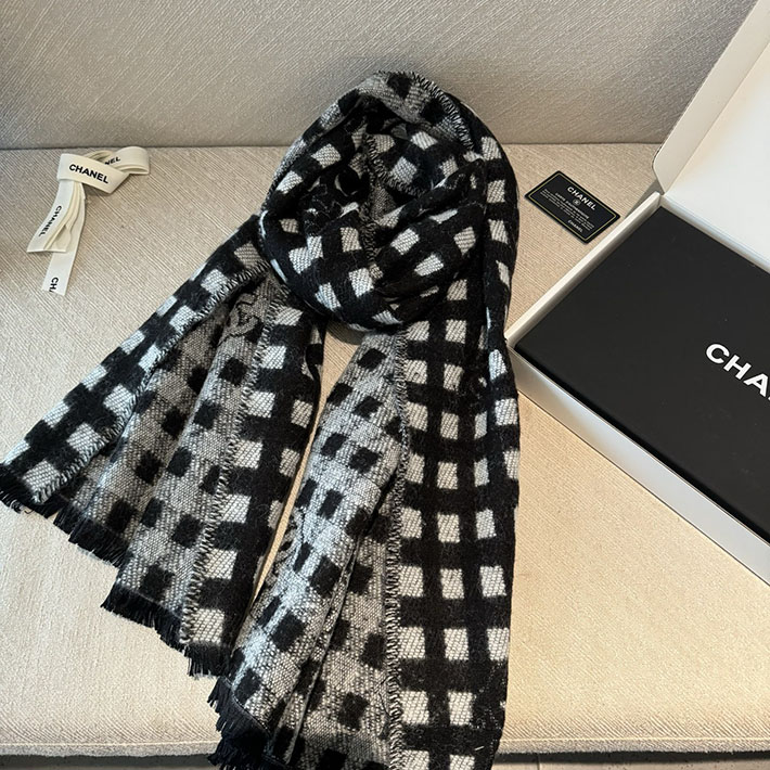 最高級シャネルスーパーコピー CHANEL マフラー レディース チェック 柄 レトロ フリンジ ネックウォーマー ショール cc25103017 CHANEL マフラー 新作 - 画像 (3)
