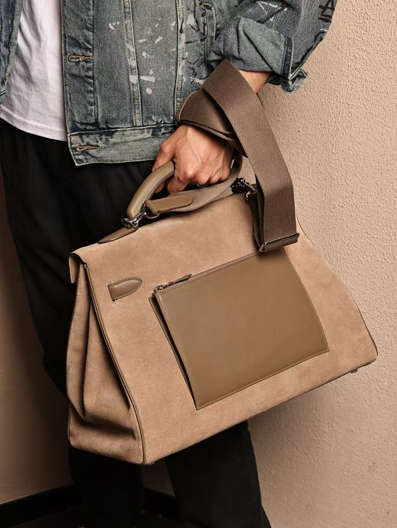 エルメスコピー HERMES ケリー 42cm 内縫い ベージュマルファ スエード/スイフト シルバー金具 2524029 ケリー メンズ 新作 - 画像 (7)