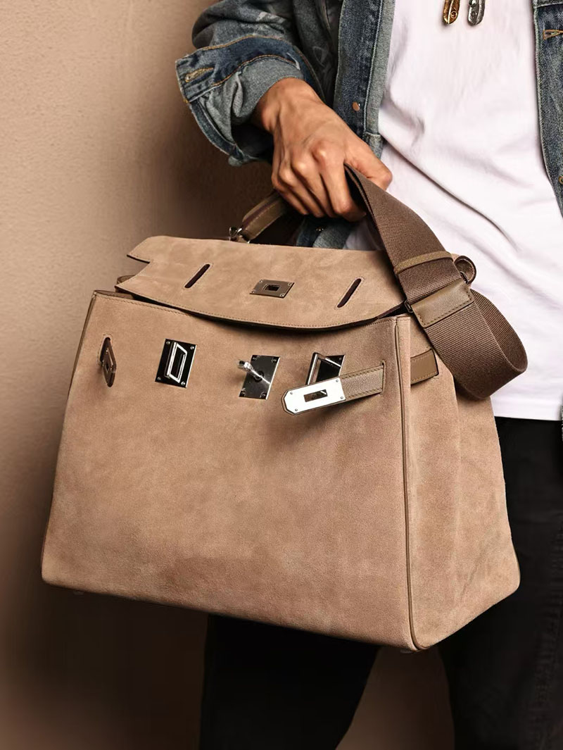 エルメスコピー HERMES ケリー 42cm 内縫い ベージュマルファ スエード/スイフト シルバー金具 2524029 ケリー メンズ 新作 - 画像 (3)