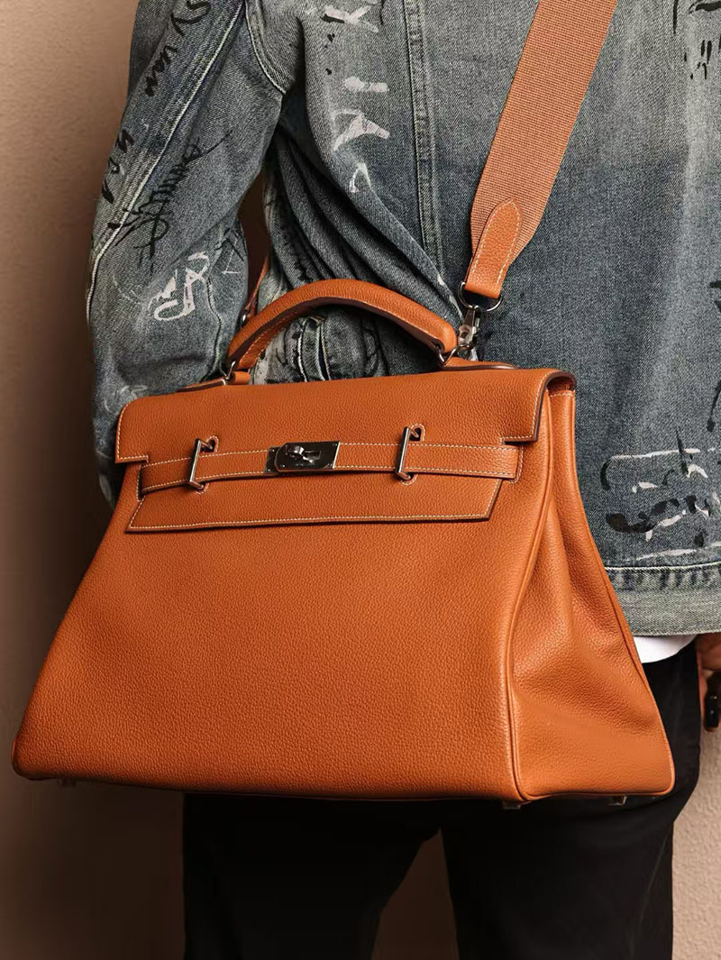 エルメスコピー HERMES マキシケリー 42cm 内縫い ゴールド トゴ シルバー金具 2524030 ケリー メンズ 新作 - 画像 (8)