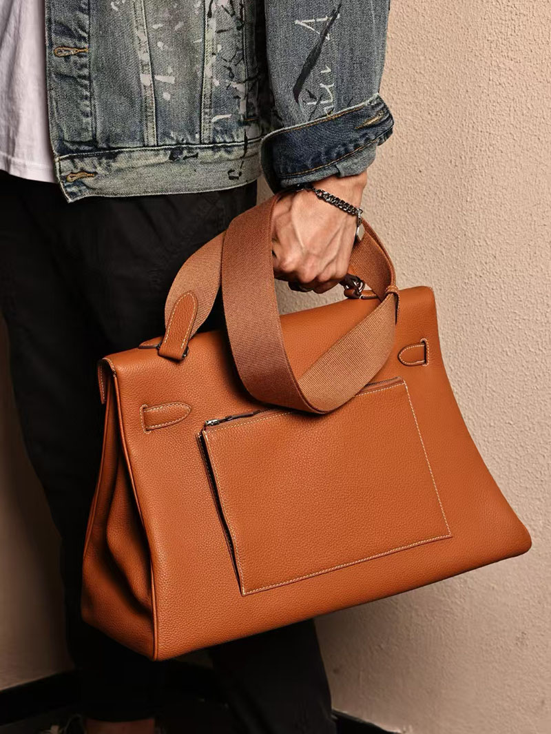 エルメスコピー HERMES マキシケリー 42cm 内縫い ゴールド トゴ シルバー金具 2524030 ケリー メンズ 新作 - 画像 (4)