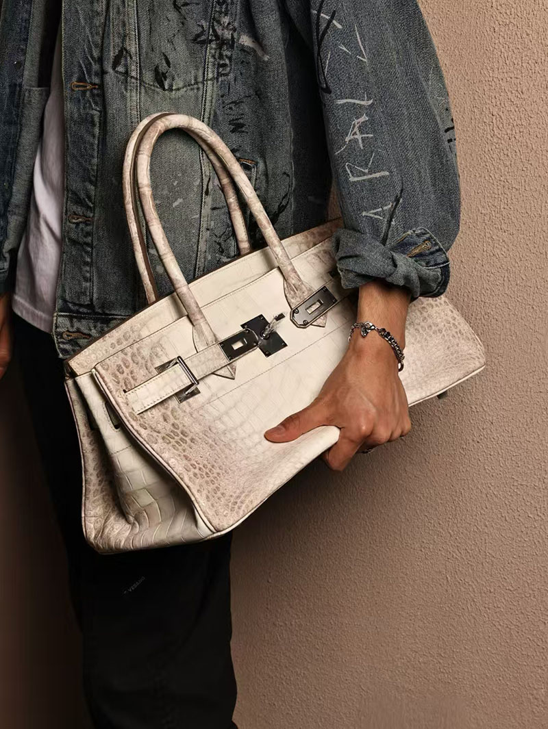 エルメスコピー HERMES ショルダーバーキン42 ヒマラヤ クロコダイル ニロティカスマット シルバー金具 2524034 - 画像 (4)