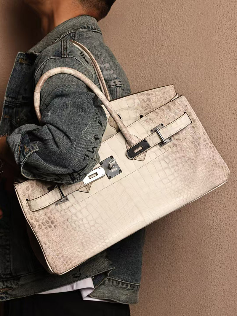 エルメスコピー HERMES ショルダーバーキン42 ヒマラヤ クロコダイル ニロティカスマット シルバー金具 2524034 - 画像 (2)
