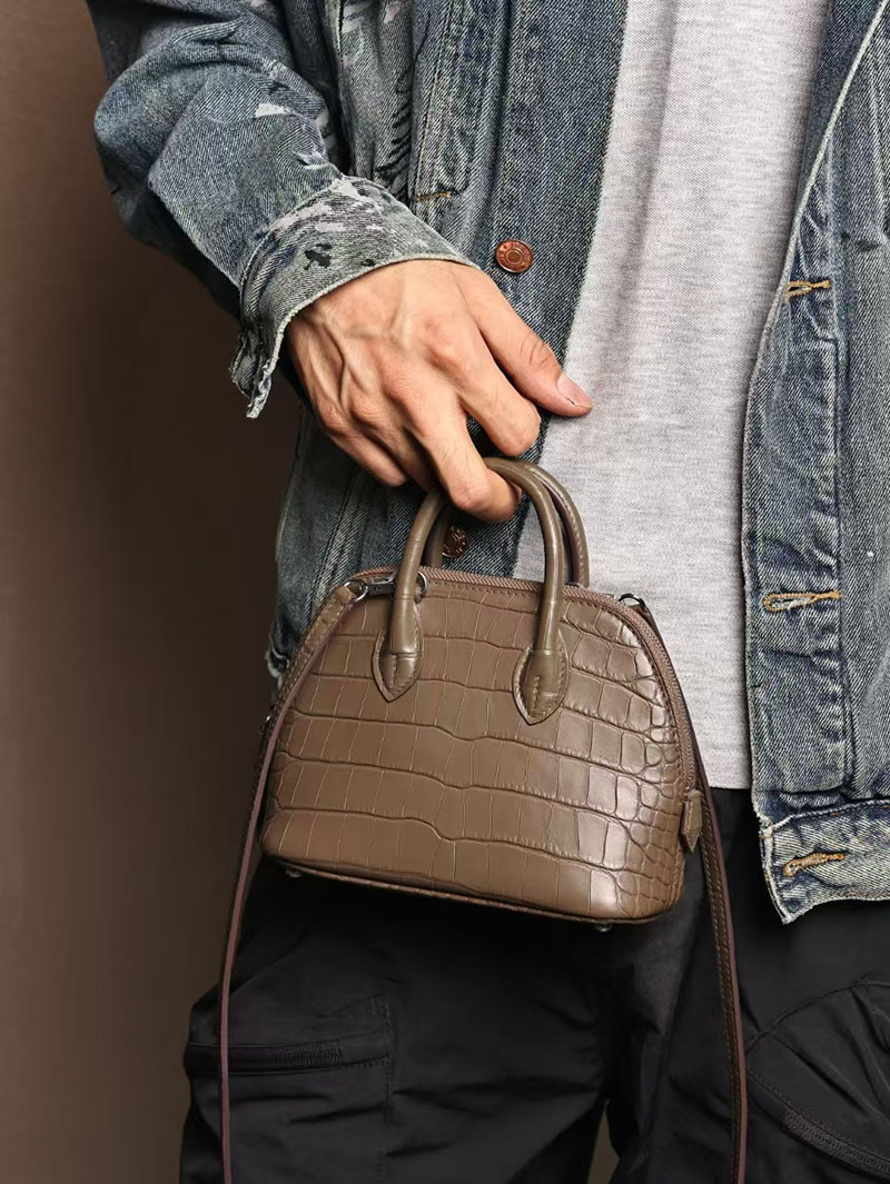 エルメスコピー HERMES ボリード1923 ミニ クラフト クロコダイル アリゲーターマット シルバー金具 2524038 ボリードミニ 定価 - 画像 (6)
