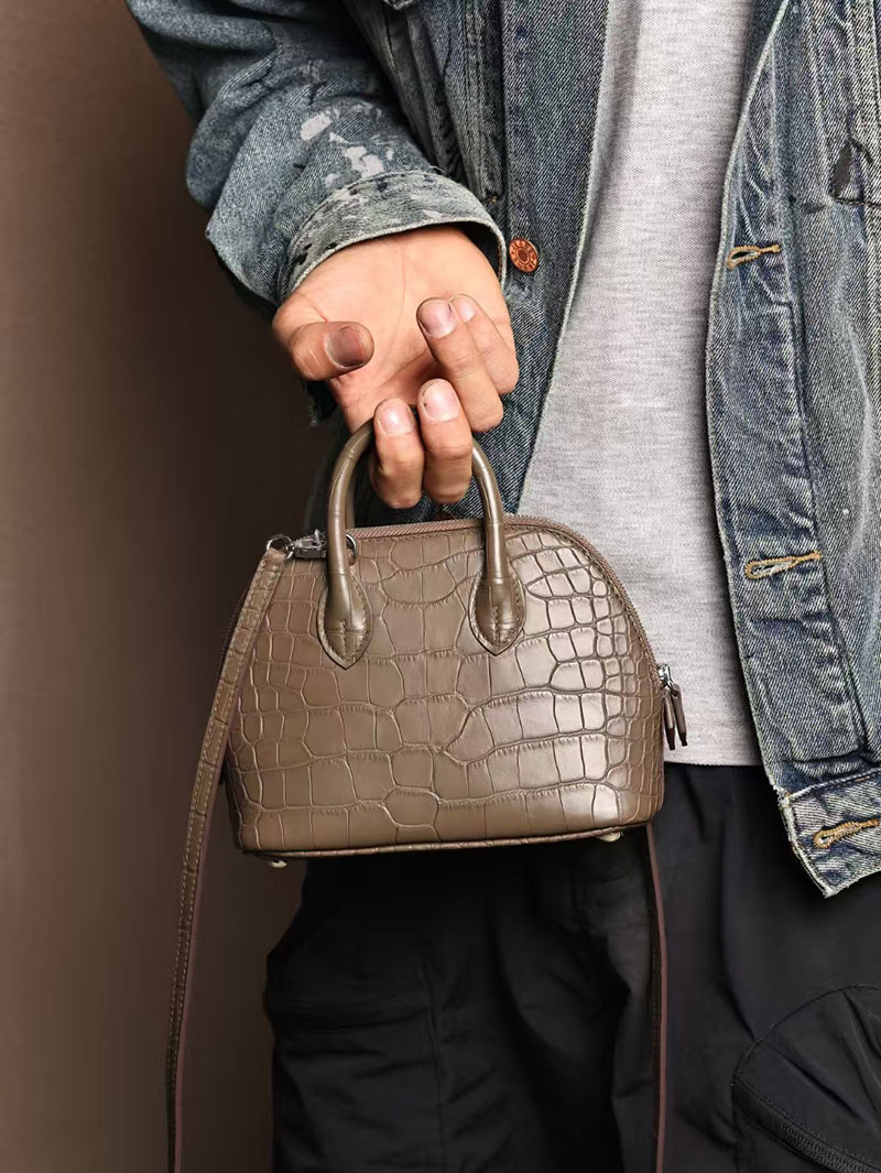 エルメスコピー HERMES ボリード1923 ミニ クラフト クロコダイル アリゲーターマット シルバー金具 2524038 ボリードミニ 定価 - 画像 (5)