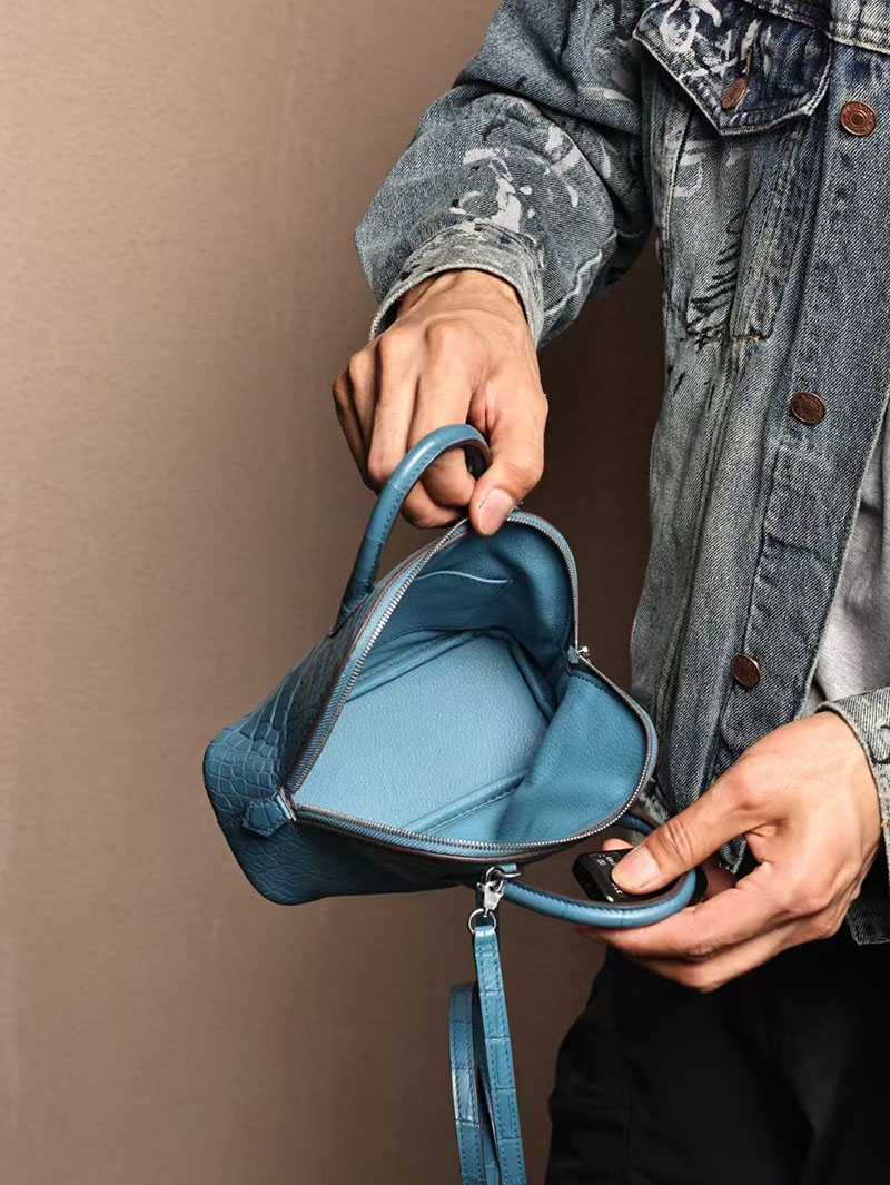 エルメスコピー HERMES ボリード1923 ミニ ヴェール クロコダイル アリゲーターマット シルバー金具 2524040 ボリードミニ 定価 - 画像 (8)