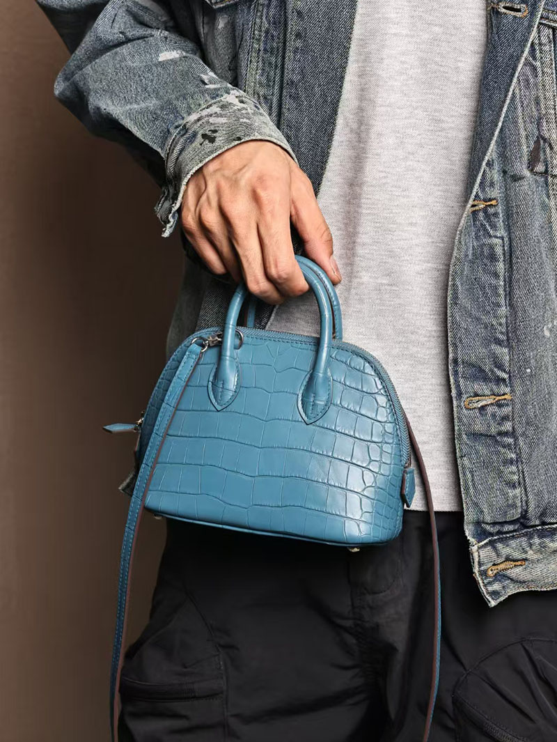 エルメスコピー HERMES ボリード1923 ミニ ヴェール クロコダイル アリゲーターマット シルバー金具 2524040 ボリードミニ 定価 - 画像 (7)