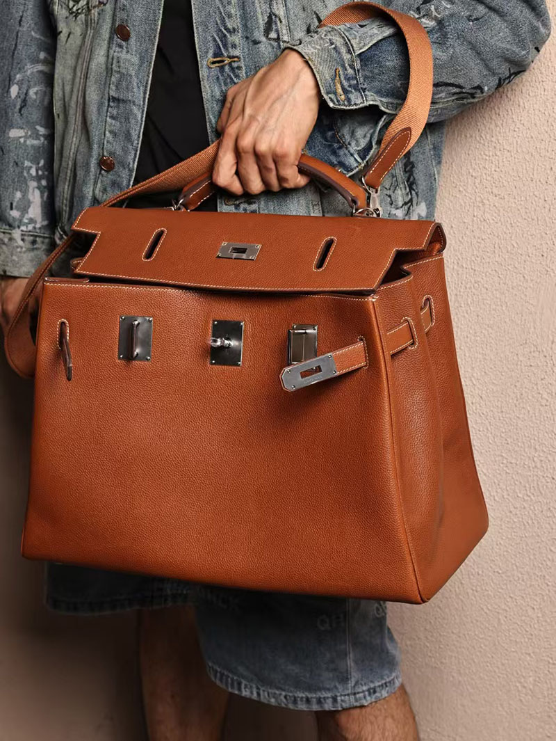 エルメス メンズバッグ 新作 HERMES マキシケリー 42cm 内縫い ゴールド バレニア シルバー金具 2524045 - 画像 (7)