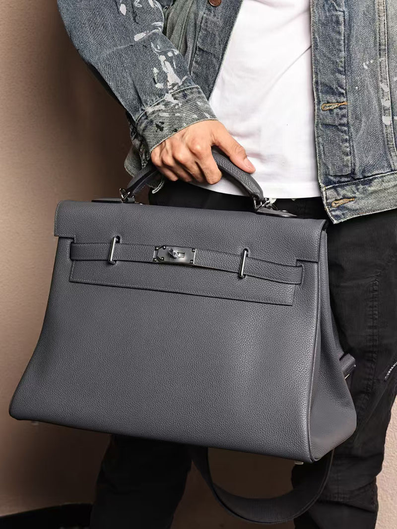 エルメス メンズバッグ 新作 HERMES マキシケリー 42cm 内縫い グリミスティ トゴ シルバー金具 2524047 - 画像 (6)