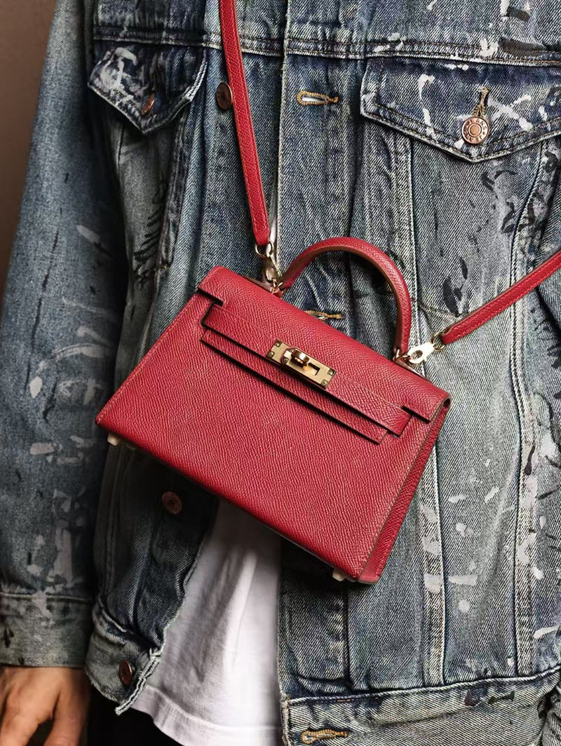 エルメスコピー ミニケリー 定価 HERMES ケリーミニ2 外縫い ルビー ヴォーエプソン ゴールド金具 2524049 - 画像 (4)