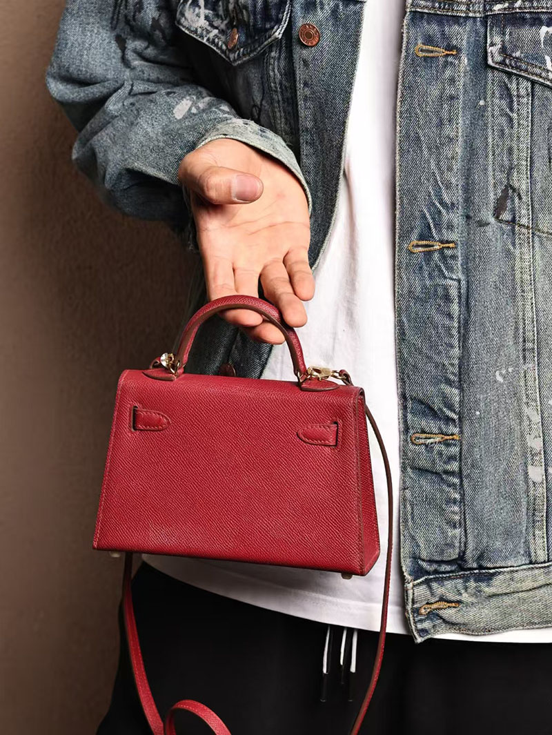 エルメスコピー ミニケリー 定価 HERMES ケリーミニ2 外縫い ルビー ヴォーエプソン ゴールド金具 2524049 - 画像 (2)