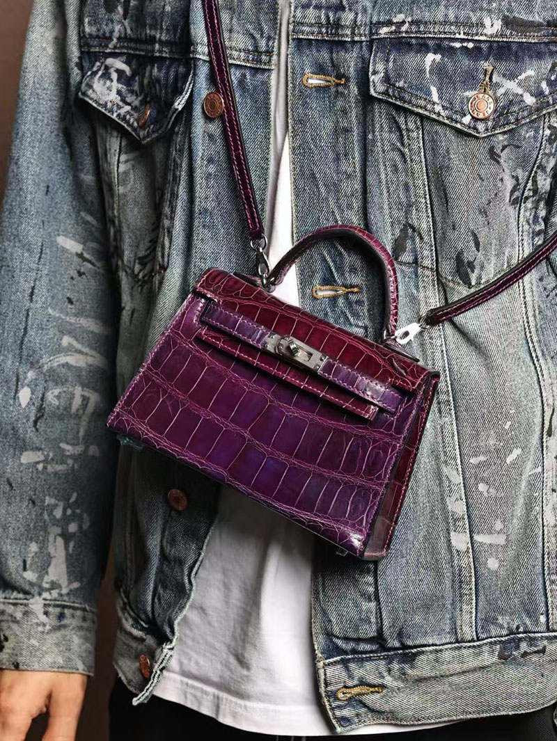 エルメスコピー ミニケリー 定価 HERMES ケリーミニ2 外縫い レザン クロコダイル ポロサスマット シルバー金具 2524050 - 画像 (6)