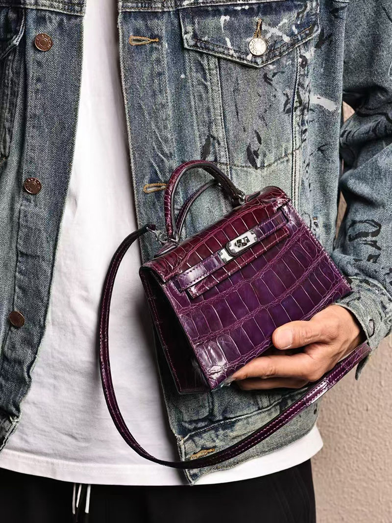 エルメスコピー ミニケリー 定価 HERMES ケリーミニ2 外縫い レザン クロコダイル ポロサスマット シルバー金具 2524050 - 画像 (3)