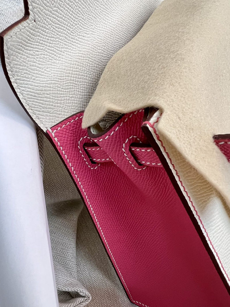 エルメスコピー ケリー25 定価 HERMES ケリー25 外縫い クレ/ローズアザレ ヴォーエプソン ゴールド金具 2524053 - 画像 (8)