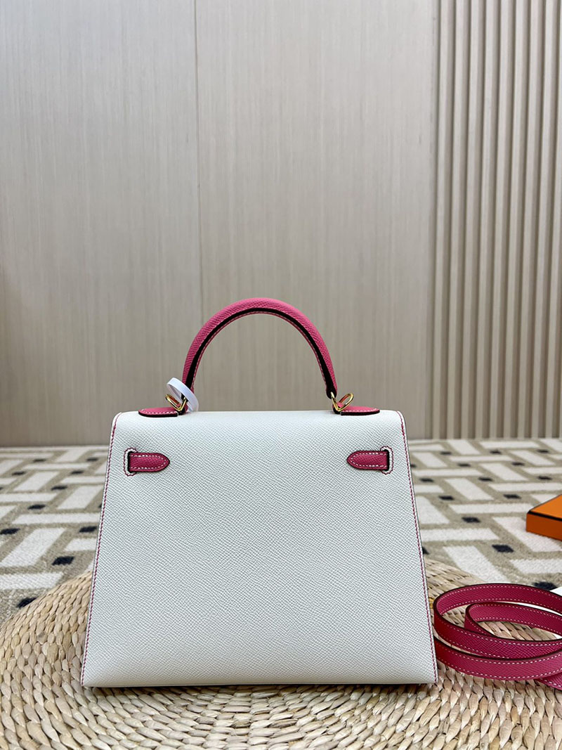 エルメスコピー ケリー25 定価 HERMES ケリー25 外縫い クレ/ローズアザレ ヴォーエプソン ゴールド金具 2524053 - 画像 (9)
