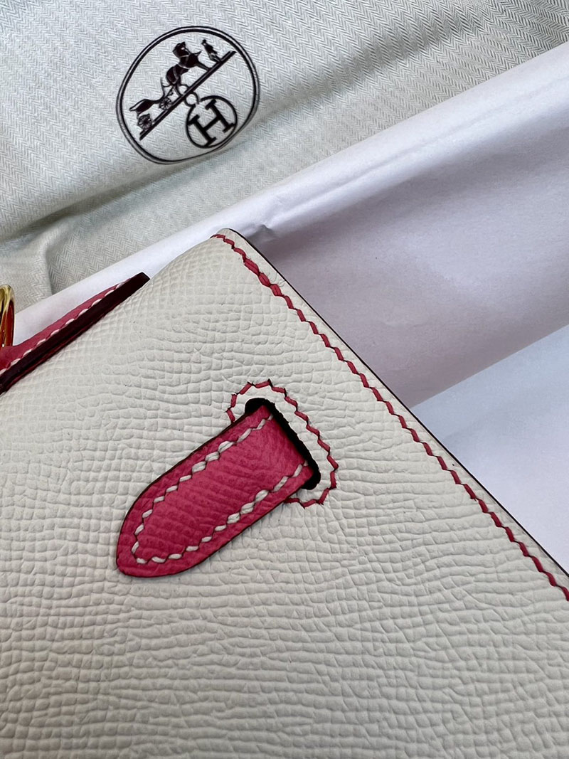 エルメスコピー ケリー25 定価 HERMES ケリー25 外縫い クレ/ローズアザレ ヴォーエプソン ゴールド金具 2524053 - 画像 (3)