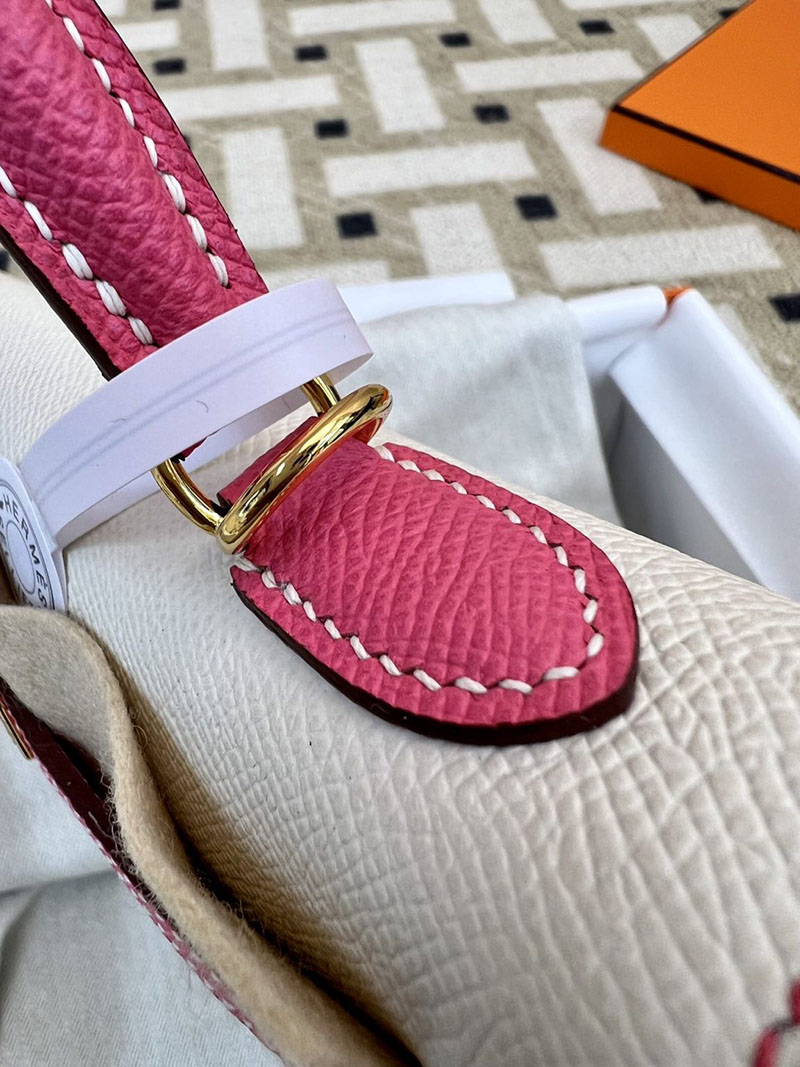 エルメスコピー ケリー25 定価 HERMES ケリー25 外縫い クレ/ローズアザレ ヴォーエプソン ゴールド金具 2524053 - 画像 (2)