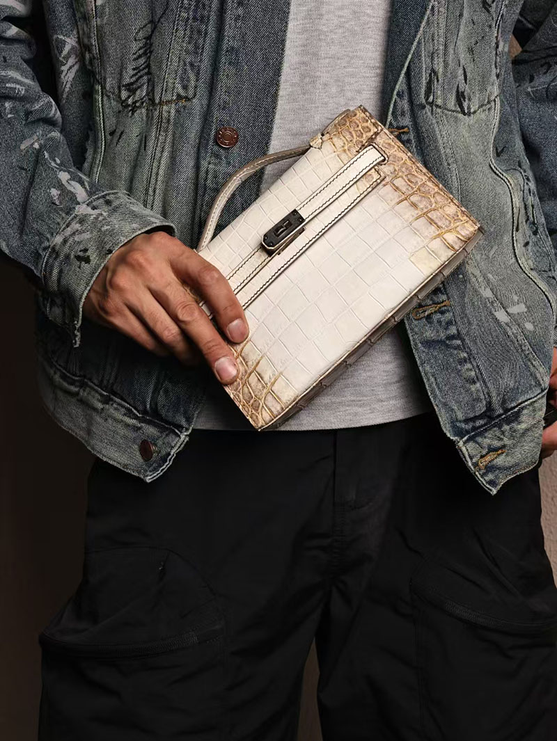 エルメスコピー ミニケリー 定価 HERMES ポシェットケリー ヒマラヤ クロコダイル ニロティカスマット シルバー金具 2524054 - 画像 (5)