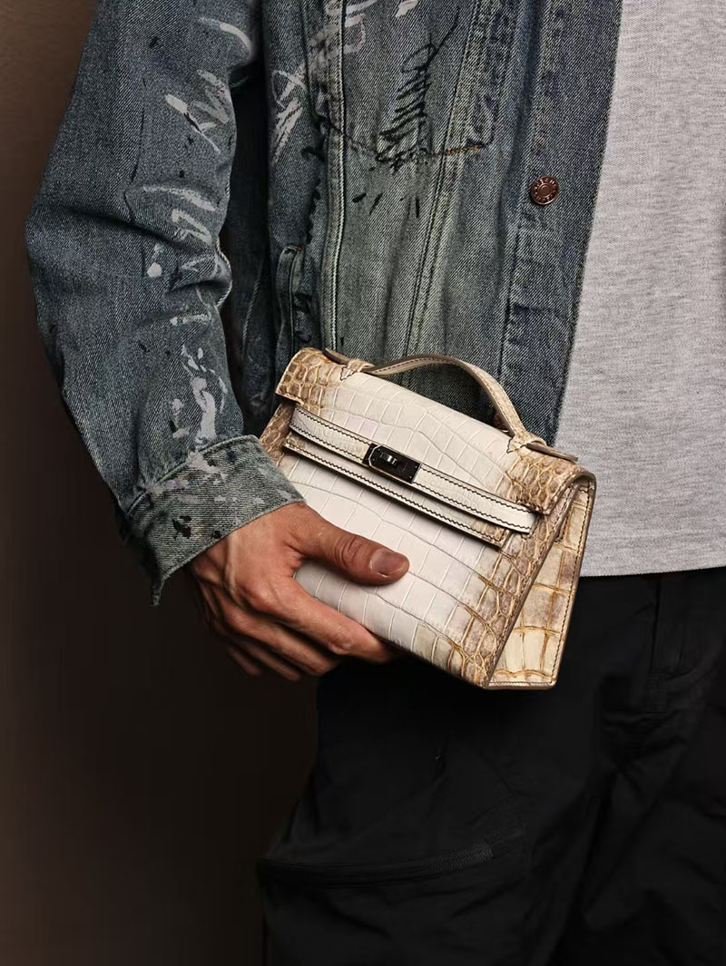 エルメスコピー ミニケリー 定価 HERMES ポシェットケリー ヒマラヤ クロコダイル ニロティカスマット シルバー金具 2524054 - 画像 (3)