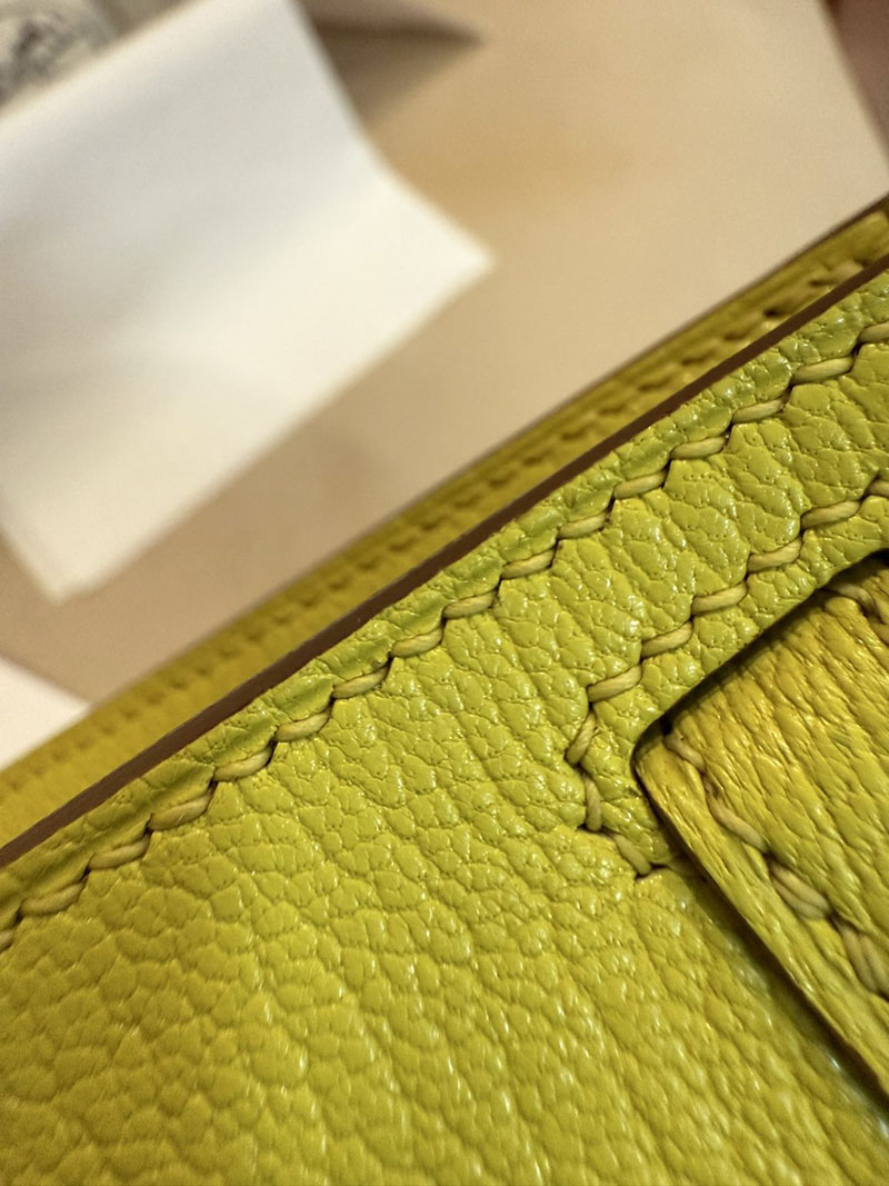 エルメスコピー ミニケリー 定価 HERMES ケリーミニ2 外縫い ライム シェブルミゾル シルバー金具 2524061 - 画像 (13)