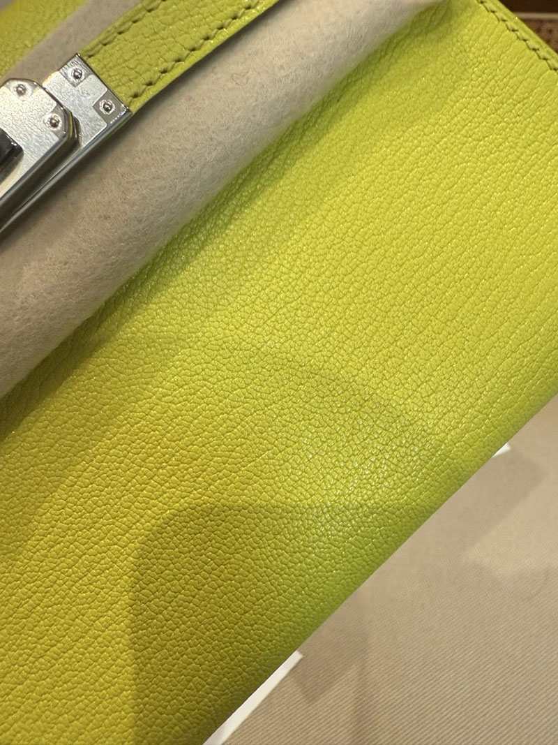 エルメスコピー ミニケリー 定価 HERMES ケリーミニ2 外縫い ライム シェブルミゾル シルバー金具 2524061 - 画像 (8)