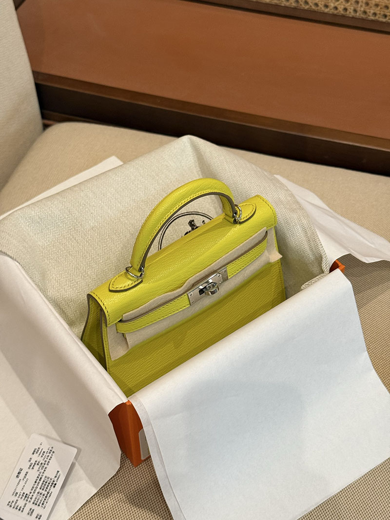 エルメスコピー ミニケリー 定価 HERMES ケリーミニ2 外縫い ライム シェブルミゾル シルバー金具 2524061 - 画像 (21)