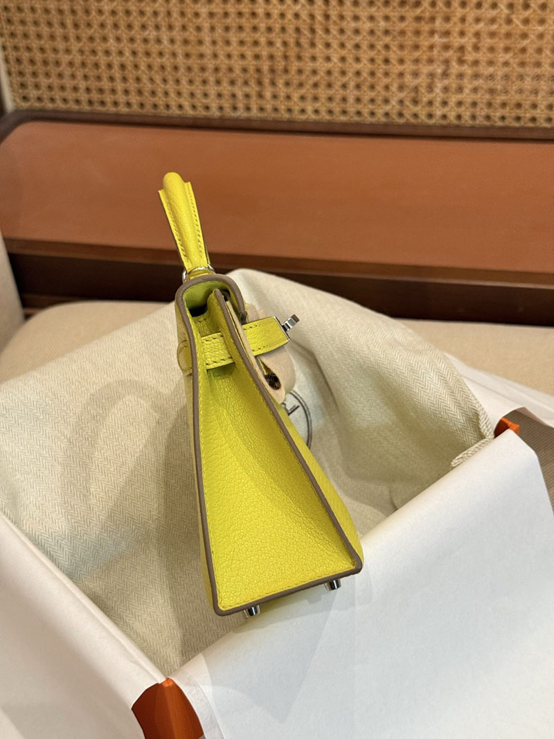 エルメスコピー ミニケリー 定価 HERMES ケリーミニ2 外縫い ライム シェブルミゾル シルバー金具 2524061 - 画像 (20)